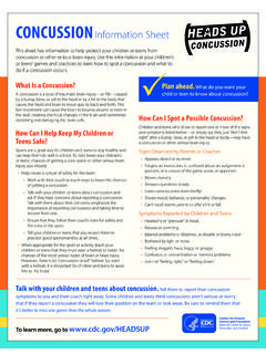 Concussion Information Sheet - Centers for Disease …