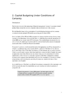 2. Capital Budgeting Under Conditions of Certainty