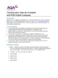Teaching plan: Step Up to English and GCSE English …