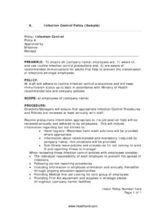 6. Infection Control Policy (Sample) Infection Control