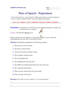 Parts of Speech - Prepositions