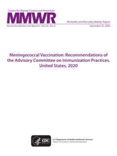 MMWR - Meningococcal Vaccination: Recommendations of …
