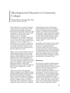 Developmental Education in Community Colleges