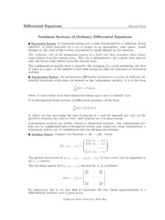 Diﬀerential Equations Nonlinear Systems of Ordinary ...