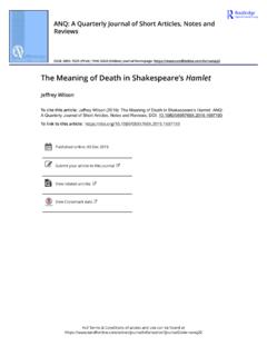 The Meaning of Death in Shakespeare’s Hamlet