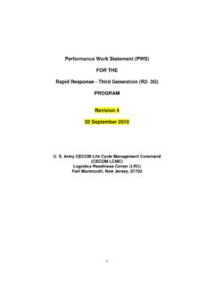 Performance Work Statement (PWS) FOR THE …