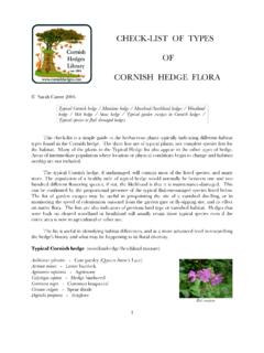 CHECK-LIST OF TYPES OF CORNISH HEDGE FLORA