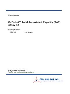 OxiSelect™ Total Antioxidant Capacity (TAC) Assay Kit