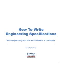 How To Write Engineering Specifications - Warthman