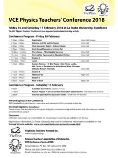 VCE Physics Teachers’ Conference 2018 - Science Victoria