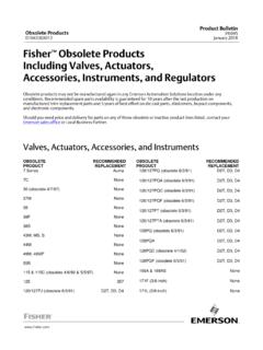 Product Bulletin Fisher obsolete products including valves ...