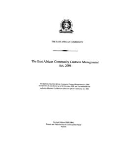 The East African Community Customs Management Act, 2004