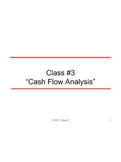 Class #3 “Cash Flow Analysis” - MIT OpenCourseWare