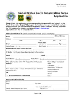 United States Youth Conservation Corps Application