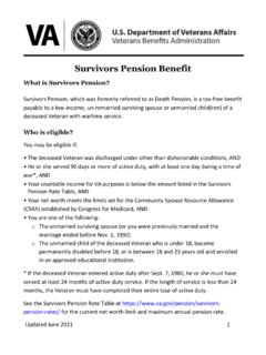 VA Survivors Pension Benefit Factsheet