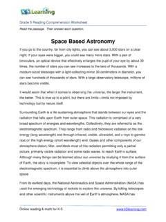 5th Grade 5 Reading Space Based Astronomy - K5 Learning