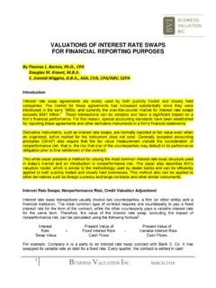 VALUATIONS OF INTEREST RATE SWAPS FOR FINANCIAL …