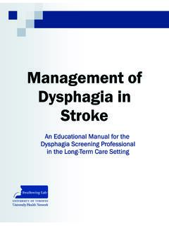 Management of Dysphagia in Stroke - UHNResearch