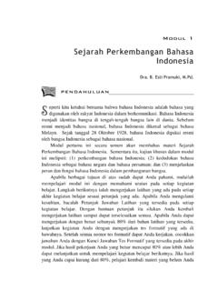 Sejarah Perkembangan Bahasa Indonesia - Perpustakaan UT