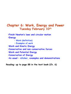 Chapter 6: Work, Energy and Power
