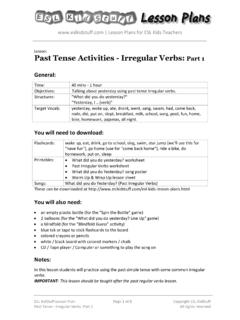 Lesson: Past Tense Activities - Irregular Verbs: Part 1
