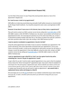 DMV Appointment Request FAQ - Oregon