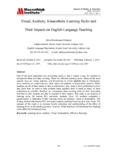 Visual, Auditory, Kinaesthetic Learning Styles and …