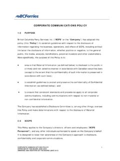 CORPORATE COMMUNICATIONS POLICY - BC Ferries