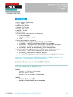 SOMMAIRE DES COURS BTS CGO 1 ANNEE - cned.fr