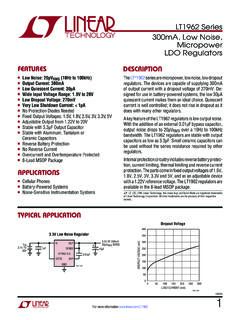 LT1962 Series - 300mA, Low Noise, Micropower LDO Regulators