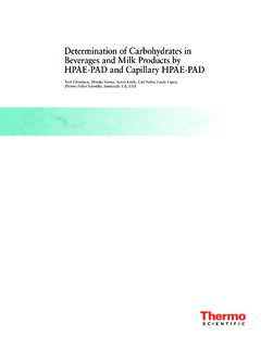 Determination of Carbohydrates in Beverages and Milk ...