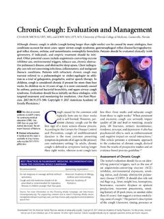Chronic Cough: Evaluation and Management
