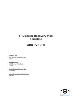 IT Disaster Recovery Plan Template ABC PVT LTD