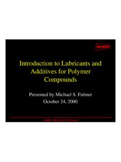 Lubricants and Additives for Polymer Compounds