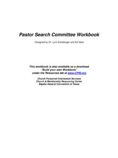 Pastor Search Committee Workbook - Paluxy Baptist