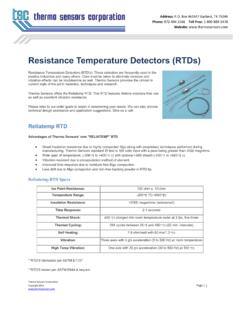 Resistance Temperature Detectors (RTDs) - Thermo Sensors