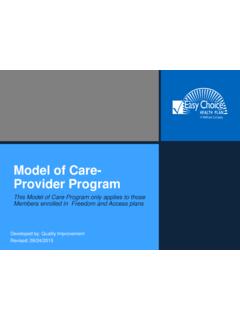 Model of Care- Provider Program - Easy Choice …