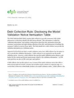 Debt Collection Rule: Disclosing the Model Validation ...