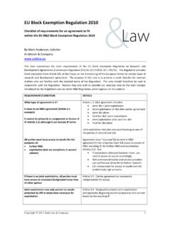 EU Block Exemption Regulation 2010 - Anderson Law