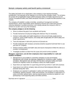 Sample company safety and health policy statement - Oregon