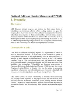 National Policy on Disaster Management(NPDM) 1. Preamble