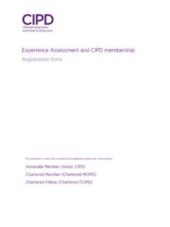 Experience Assessment Membership Registration Form - CIPD