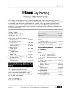 City Planning Telephone Directory - Toronto