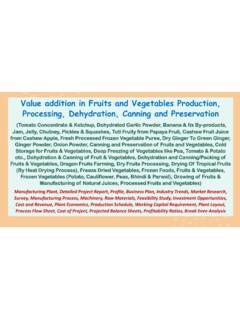 Value addition in Fruits and Vegetables Production ...