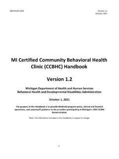 MI Certified Community Behavioral Health Clinic (CCBHC ...
