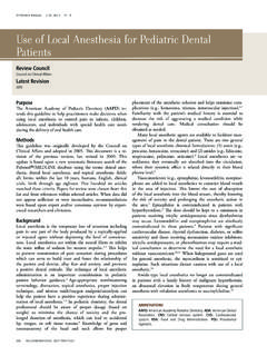 Use of Local Anesthesia for Pediatric Dental Patients
