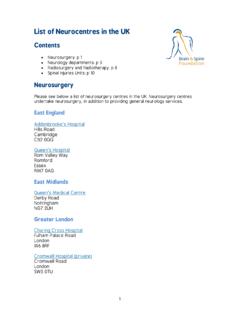 List of Neurocentres in the UK - Brain and Spine