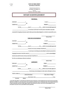 Notary Acknowledgment Form - New Jersey