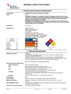 MATERIAL SAFETY DATA SHEET 1. Product and Company ...