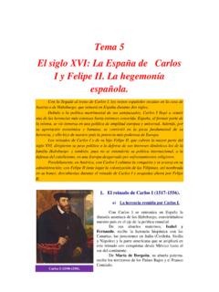 Tema 5 El siglo XVI: La Espa&#241;a de Carlos I y Felipe II. La ...
